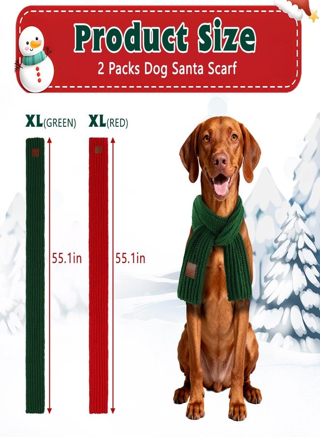 Rypet 2 Pack Christmas Scarf for Medium Large Dogs, Red Green Warm Knitted Fall Winter Bandanas, Pet Winter Holiday Decoration (XL, Length 55 in) - Image 2